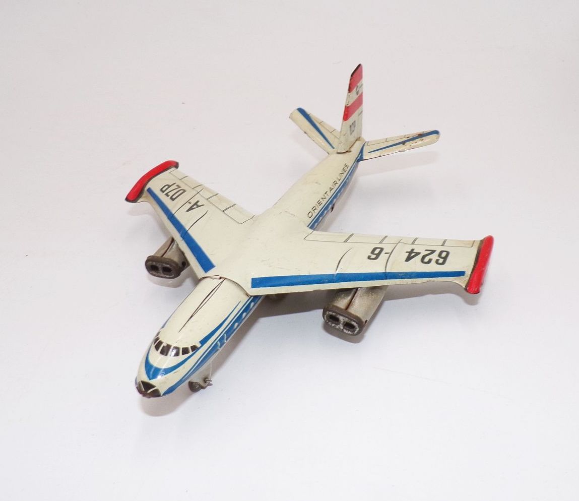 Altes Blechspielzeug Flugzeug Orient Airlines Schwungrad DZP Vintage