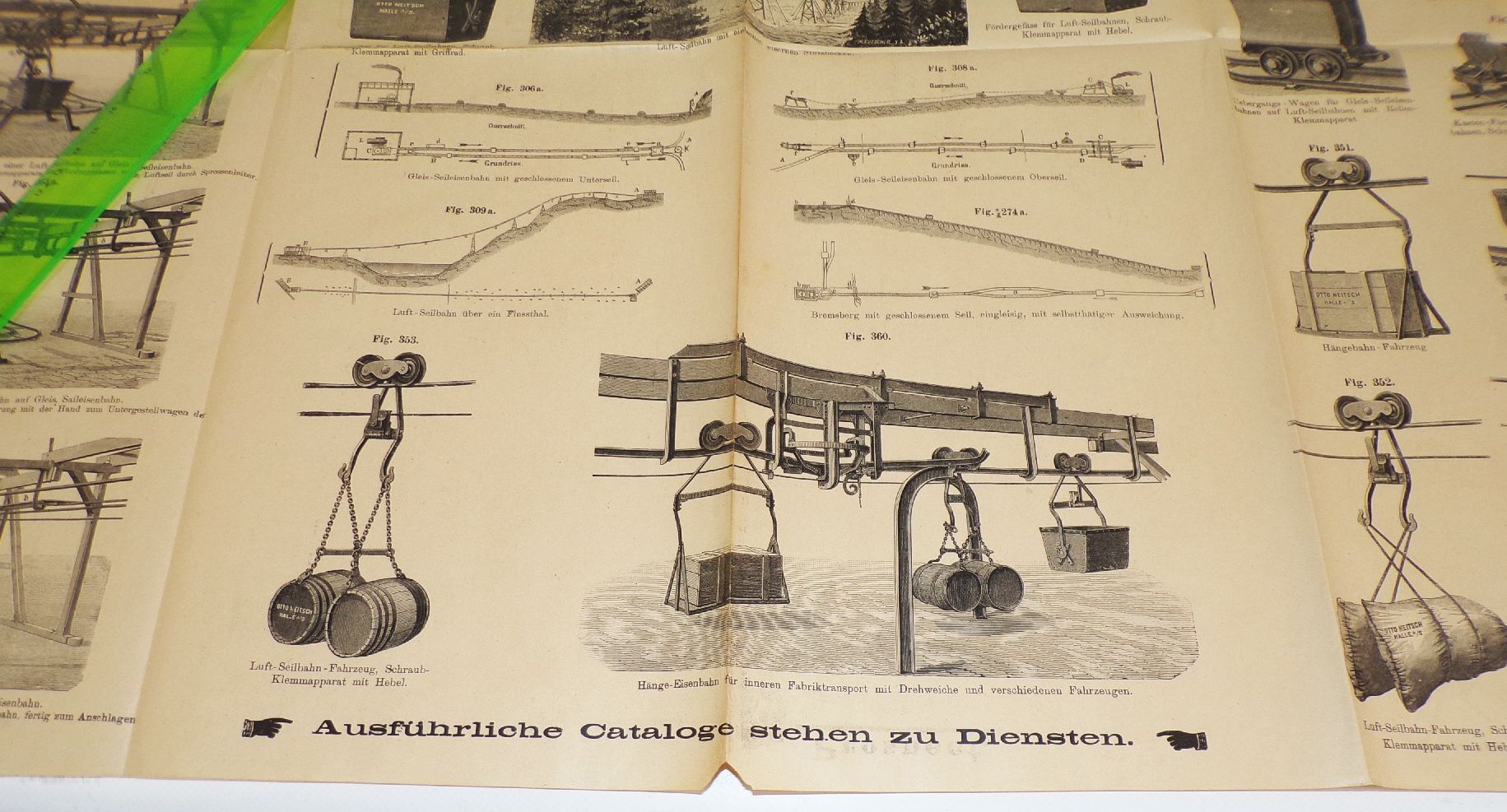 Seilbahn Plakat Otto Neitsch Halle Saale Aushang um 1898 Transport Eisenbahn 