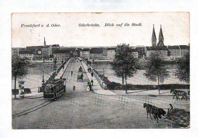 Ak Frankfurt a d. Oder. Oderbrücke Blick auf die Stadt 1913