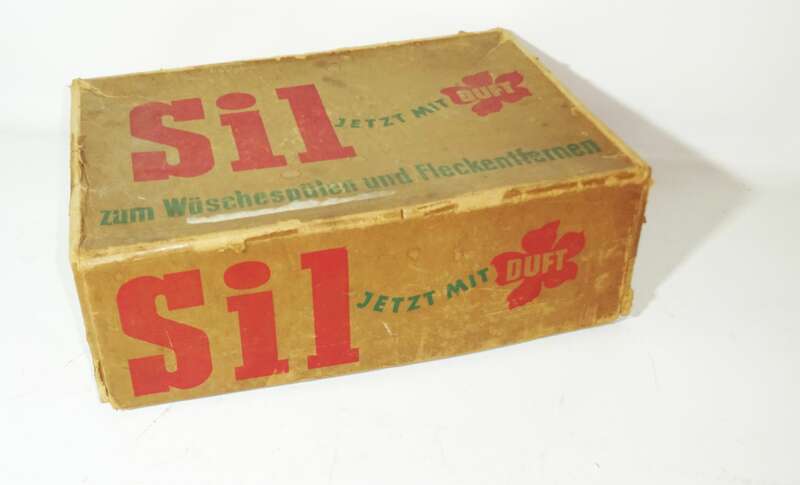Alter Reklame Karton Kiste Sil Reinigungsmittel Wäsche Deko Laden Vintage 1930er Leerkarton 