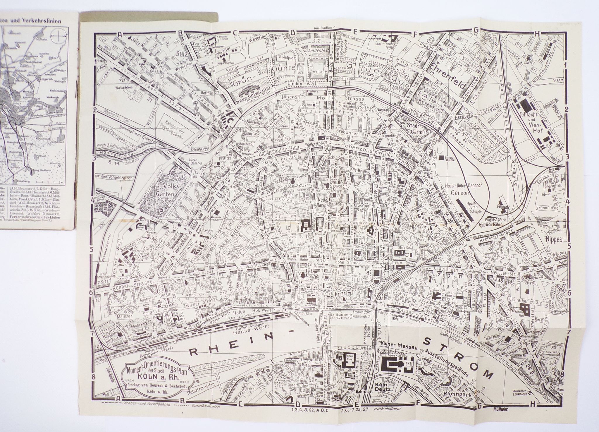 Kleiner Plan von Köln Stadtplan 1930er Hoursch und Bechstedt Kleiner Plan von Köln Stadtplan 1930er Hoursch und Bechstedt