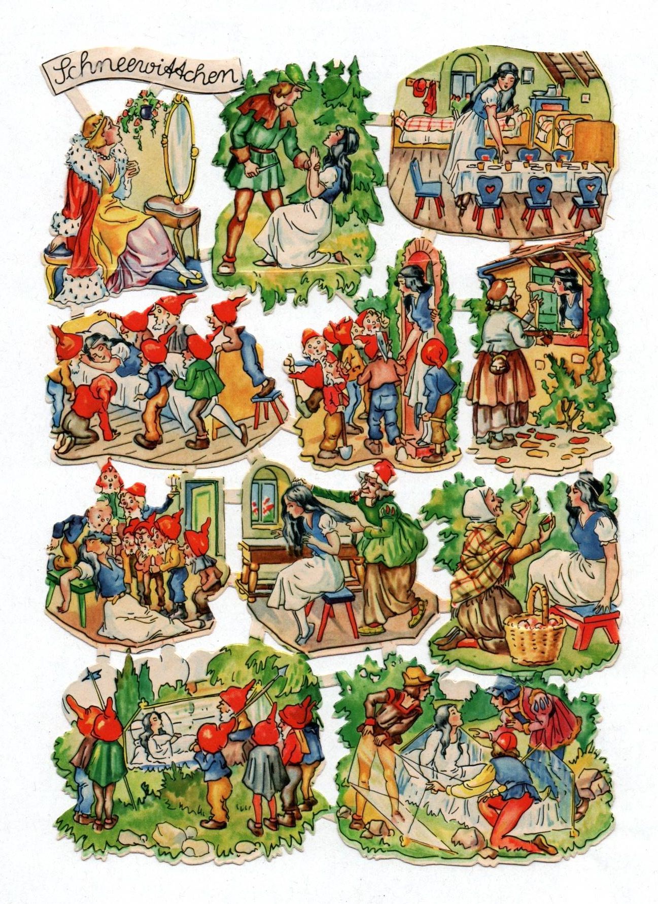 Oblaten Bogen Schneewittchen Märchen Neubert Karl Marx Stadt 1958 DDR Oblaten Bogen Schneewittchen Märchen Neubert Karl Marx Stadt 1958 DDR