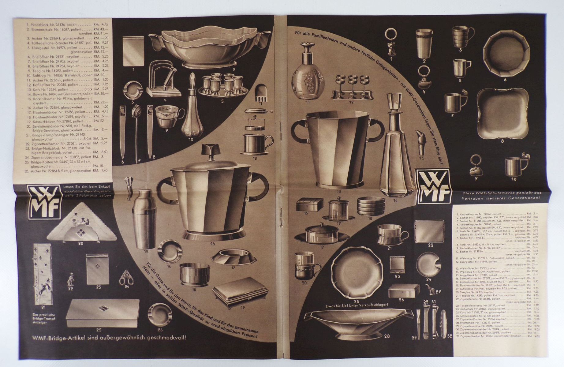 WMF Prospekt Carl Kinzel Kempten um 1935 Bestecke Dekoration 