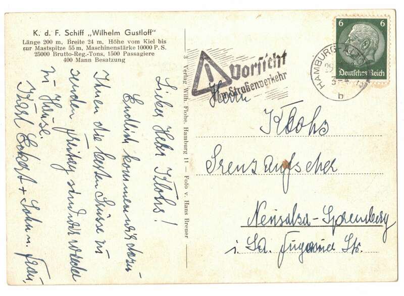 Ak k d f Schiff Wilhelm Gustloff 1938 Hamburg 