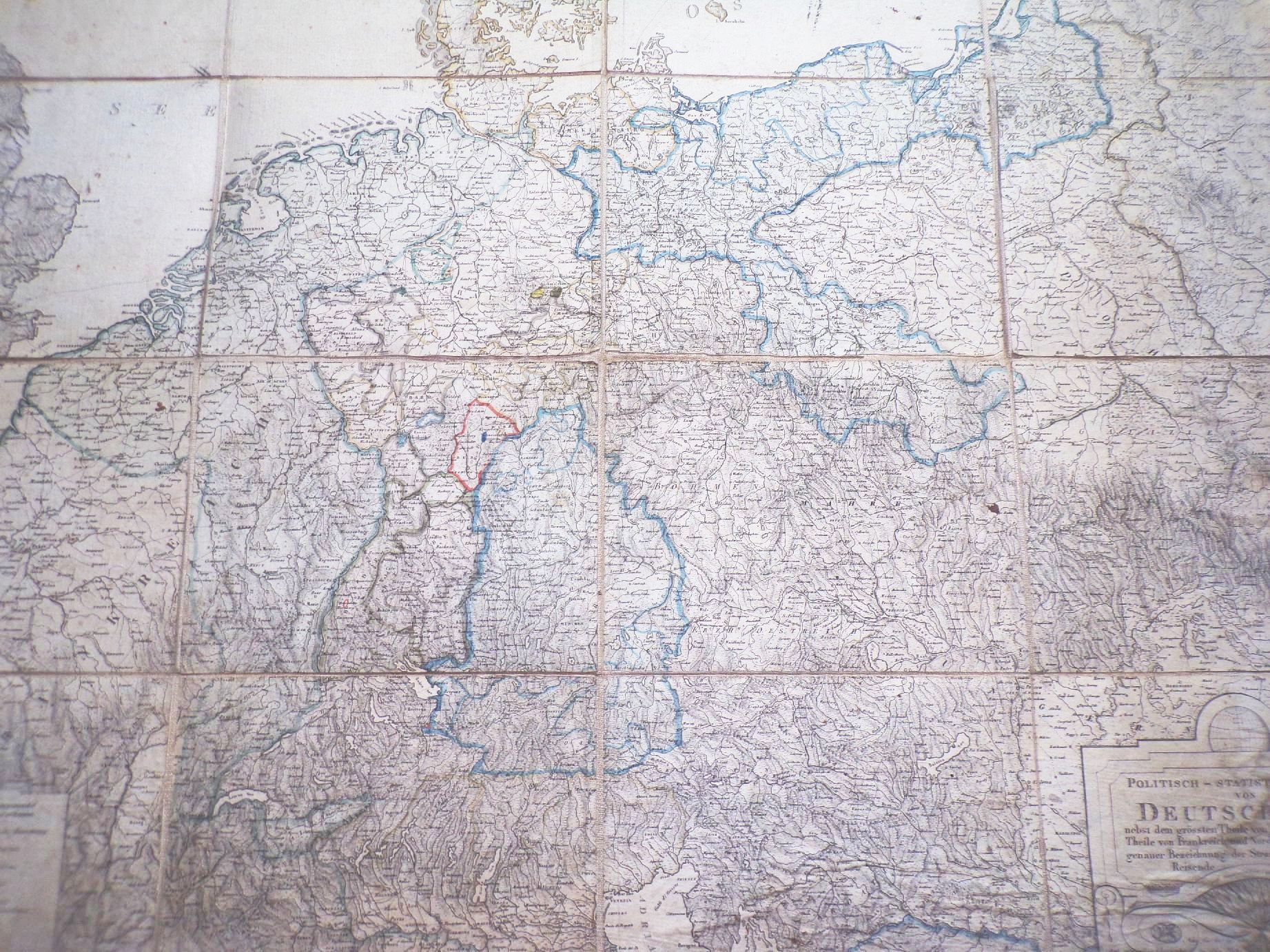 Landkarte Politisch Statistische Charte Champion und Baumann Leipzig um 1850