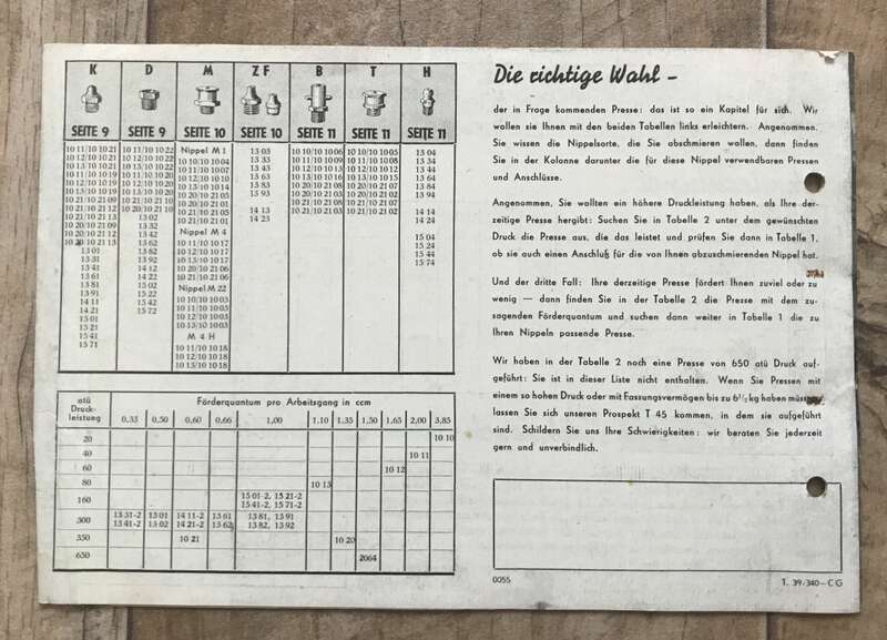 Heft Hochdruck geschmiert durchgeschmiert Ausgabe 1940 Pressen TECALEMIT