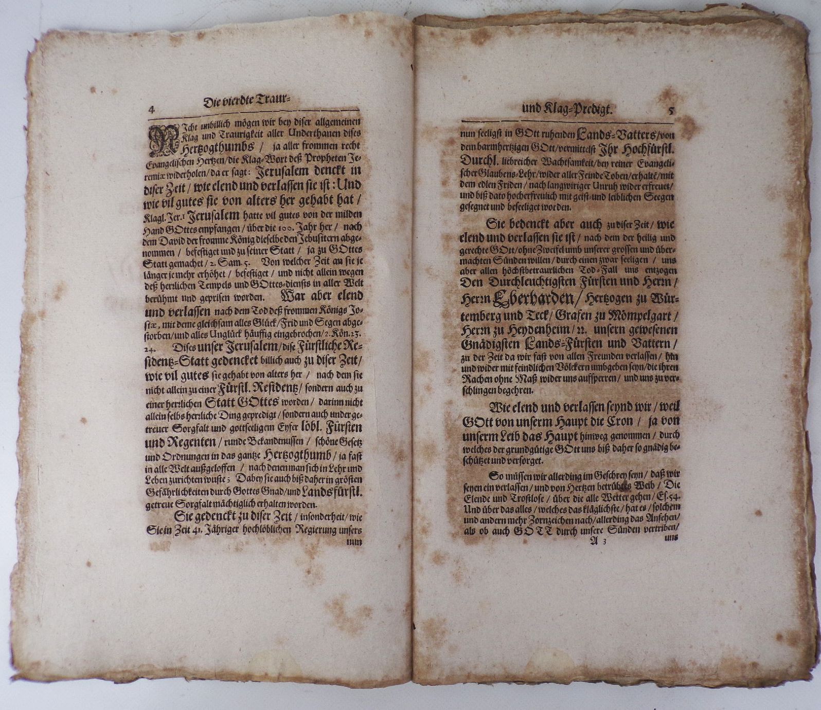 Vierte Leichpredigt Grabrede Eberhard III Herzog zu Würtemberg 1674