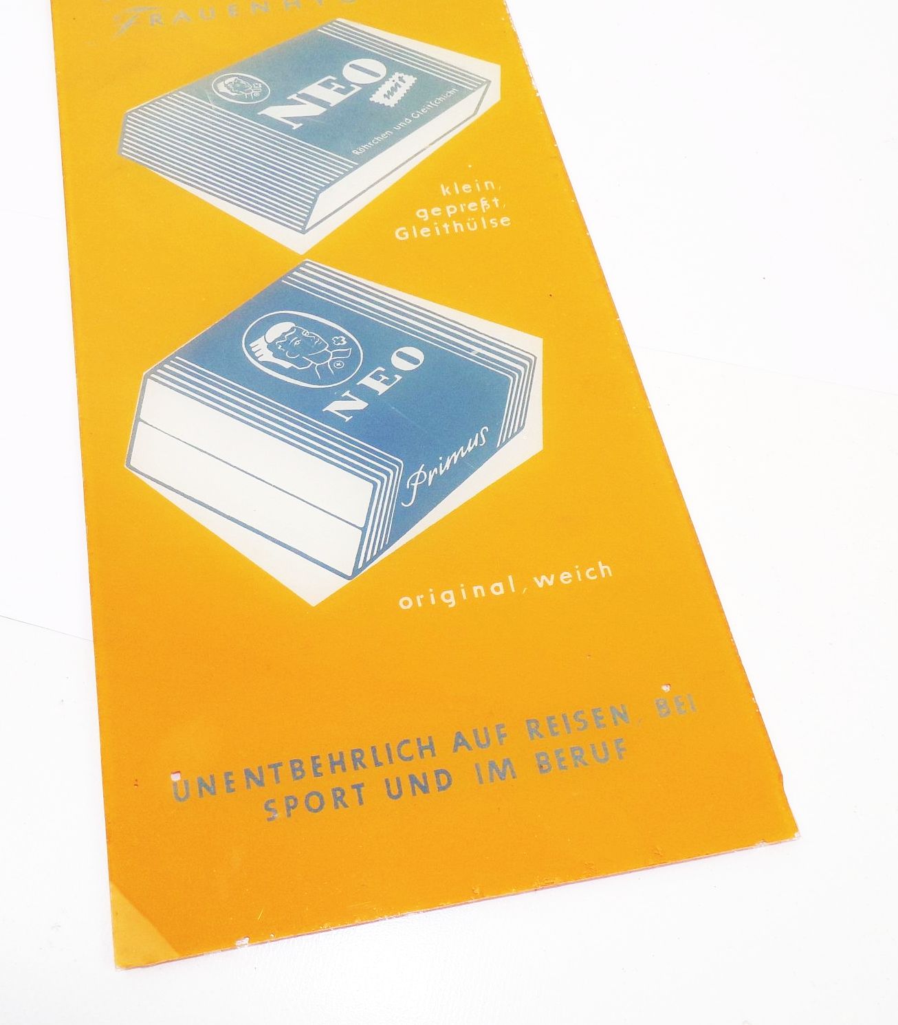 Altes Glasschild NEO Frauenhygiene Schild Reklame Sammler 