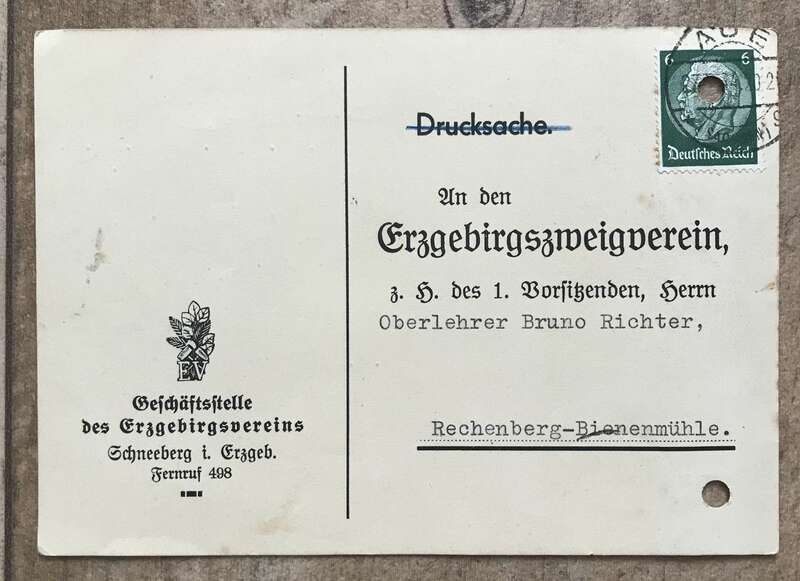 Drucksache Gebirgszweigverein Schneeberg DR 1934