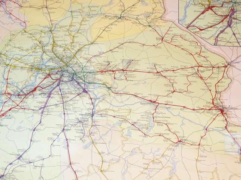Übersichtskarte Reichsbahn Direktionsbezirk Berlin 1960 Schienennetz DDR