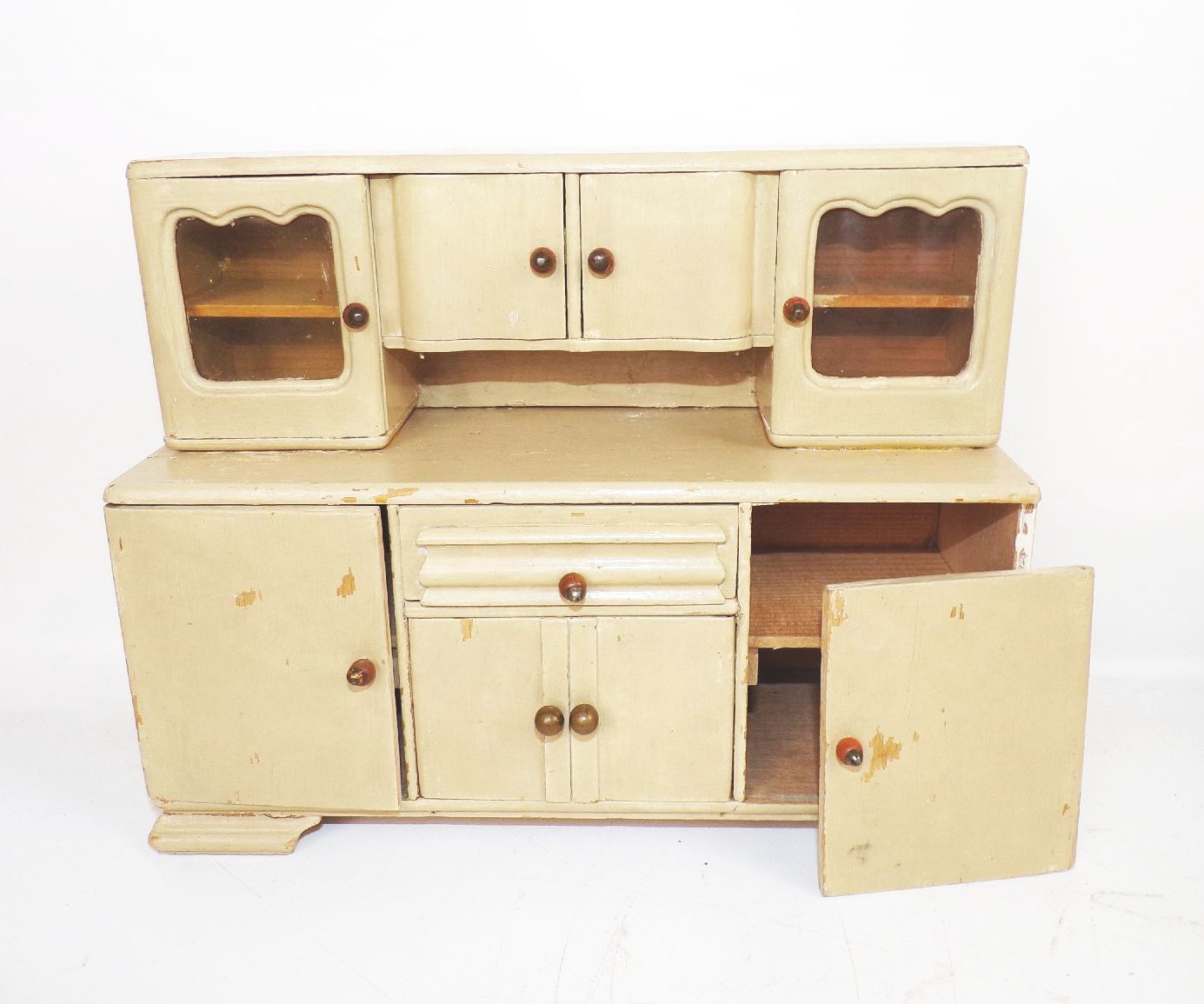 Konvolut Puppenküche Möbel Emaille Geschirr Puppenherd Porzellan 