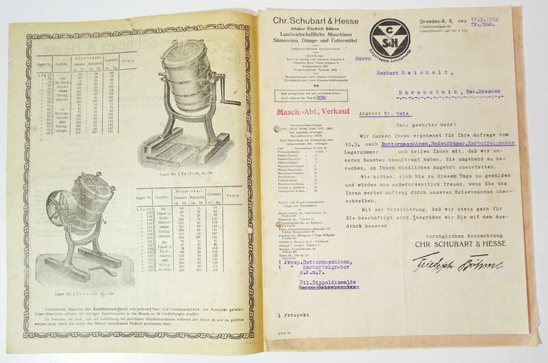 Prospekt Schubart u Hesse Dresden Buttermaschine 1922 Briefkopf
