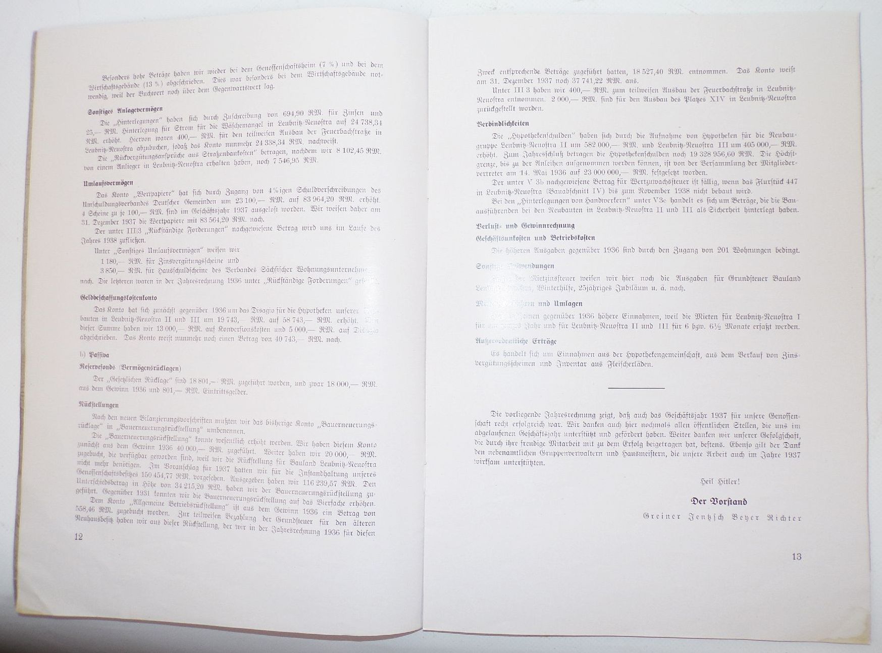 Eisenbahn Baugenossenschaft Dresden GmbH Geschäftsbericht 1937 Dokumente 