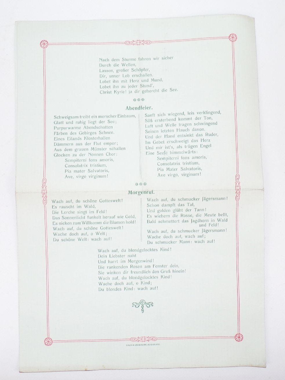 Ausgburg Programm Marianische Bürger Congregation 1901 Haupt und Titular Fest