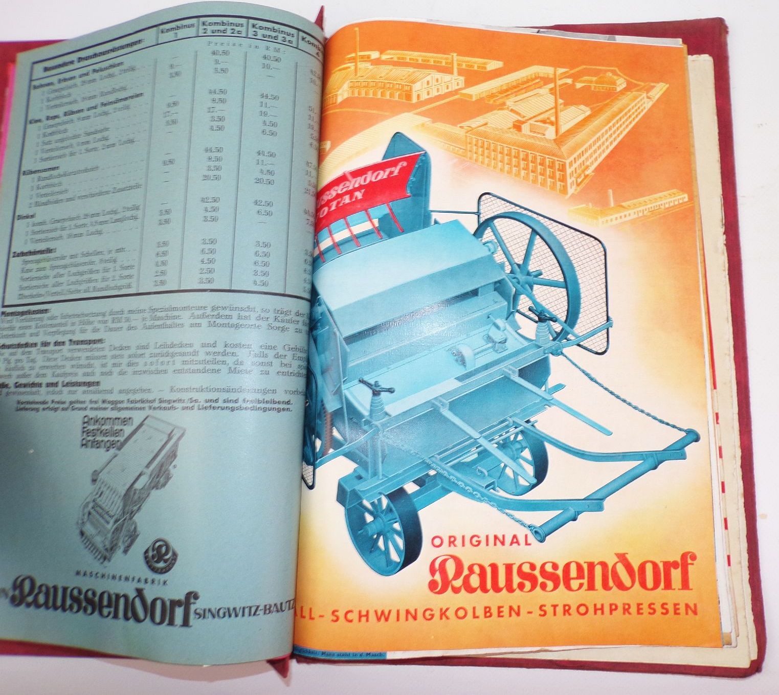 Raussendorf Landtechnik Mappe mit Prospekten um 1935 Reklame Werbung Bauer