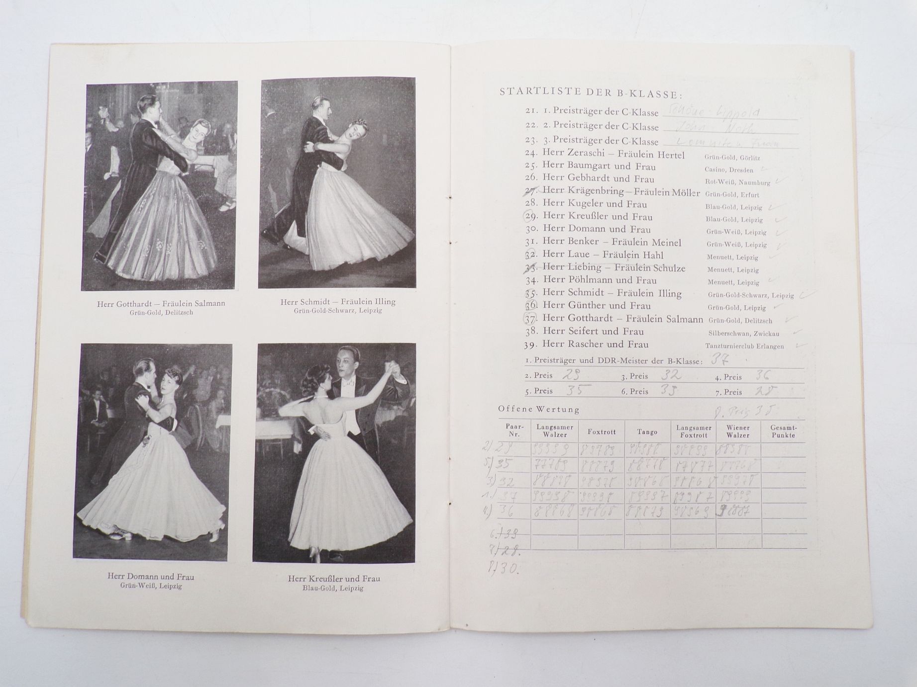Programmheft DDR Meisterschaft 1954 Tanzen Programmheft DDR Meisterschaft 1954 Tanzen