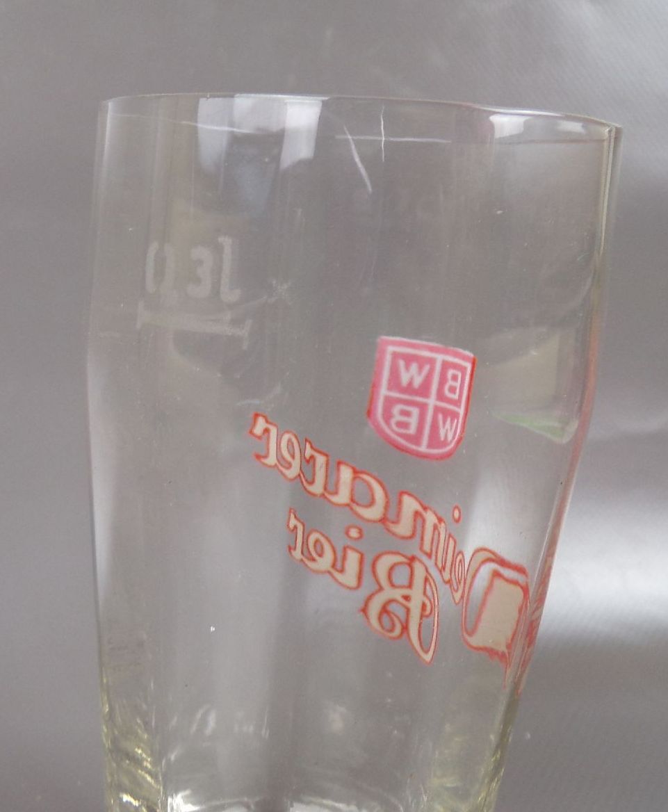 Altes Bierglas Weimarer Bier Emaille 