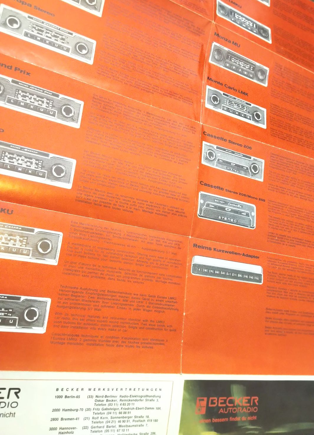 Becker Autoradio Werbekarte Deutschland Radio Modelle Becker Autoradio Werbekarte Deutschland Radio Modelle