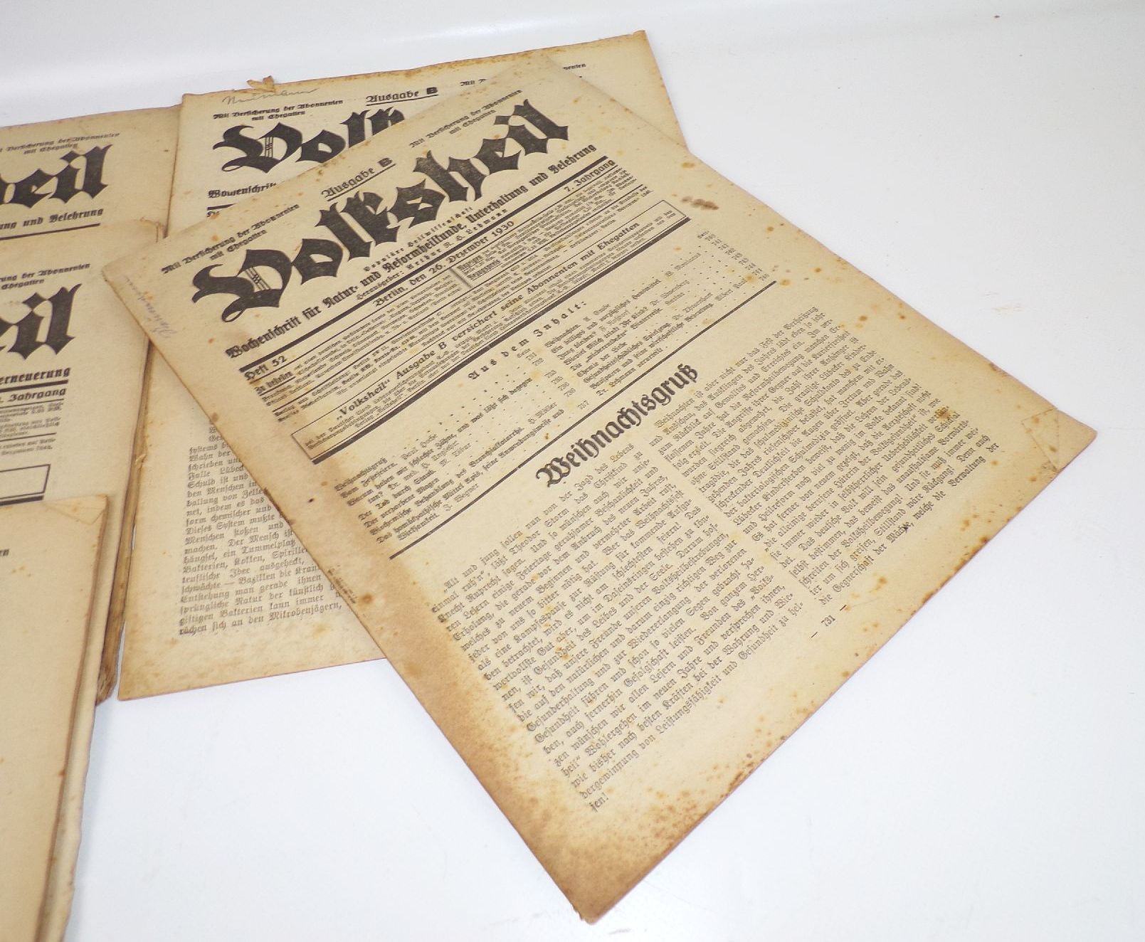 Volksheil 6 Stück Wochenschrift Gesundheit Reform Heilkunde Zeitung Medizin