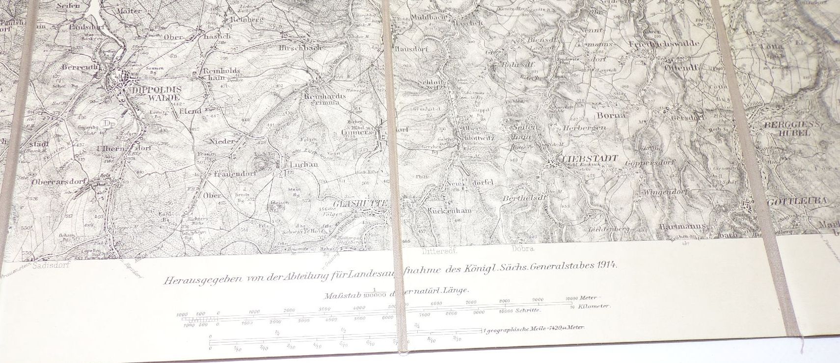 Alte Landkarte Garnisonumgebungskarte Dresden 1914 Leinenkarte 