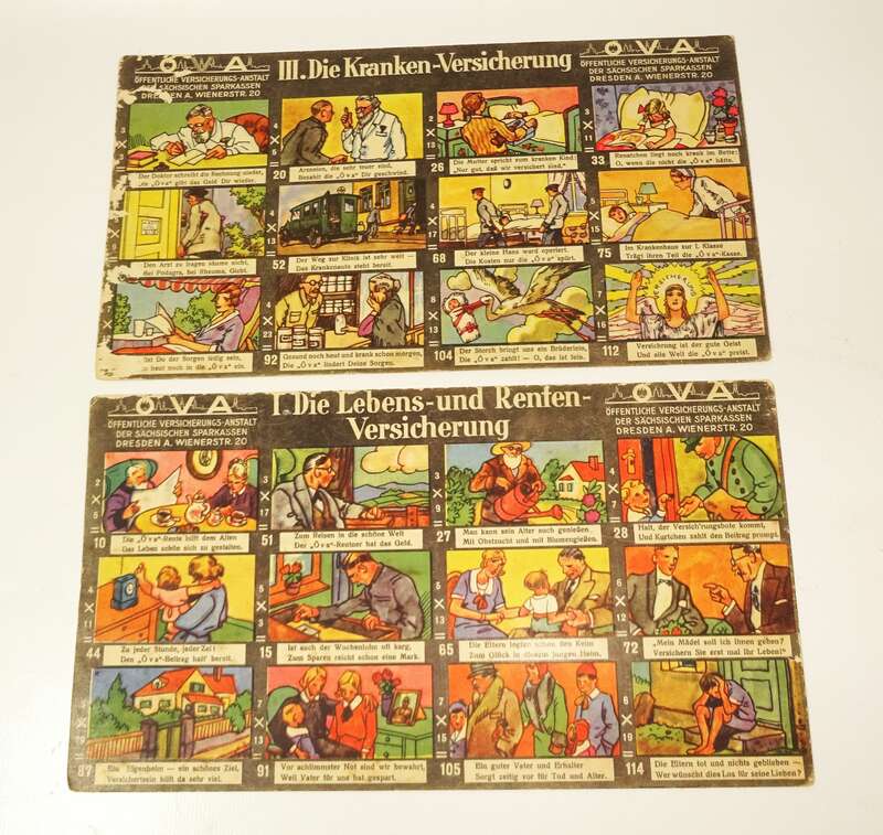 Altes Reklame Spiel ÖVA Versicherung 1 x 1 Dresden Legespiel 1930er 