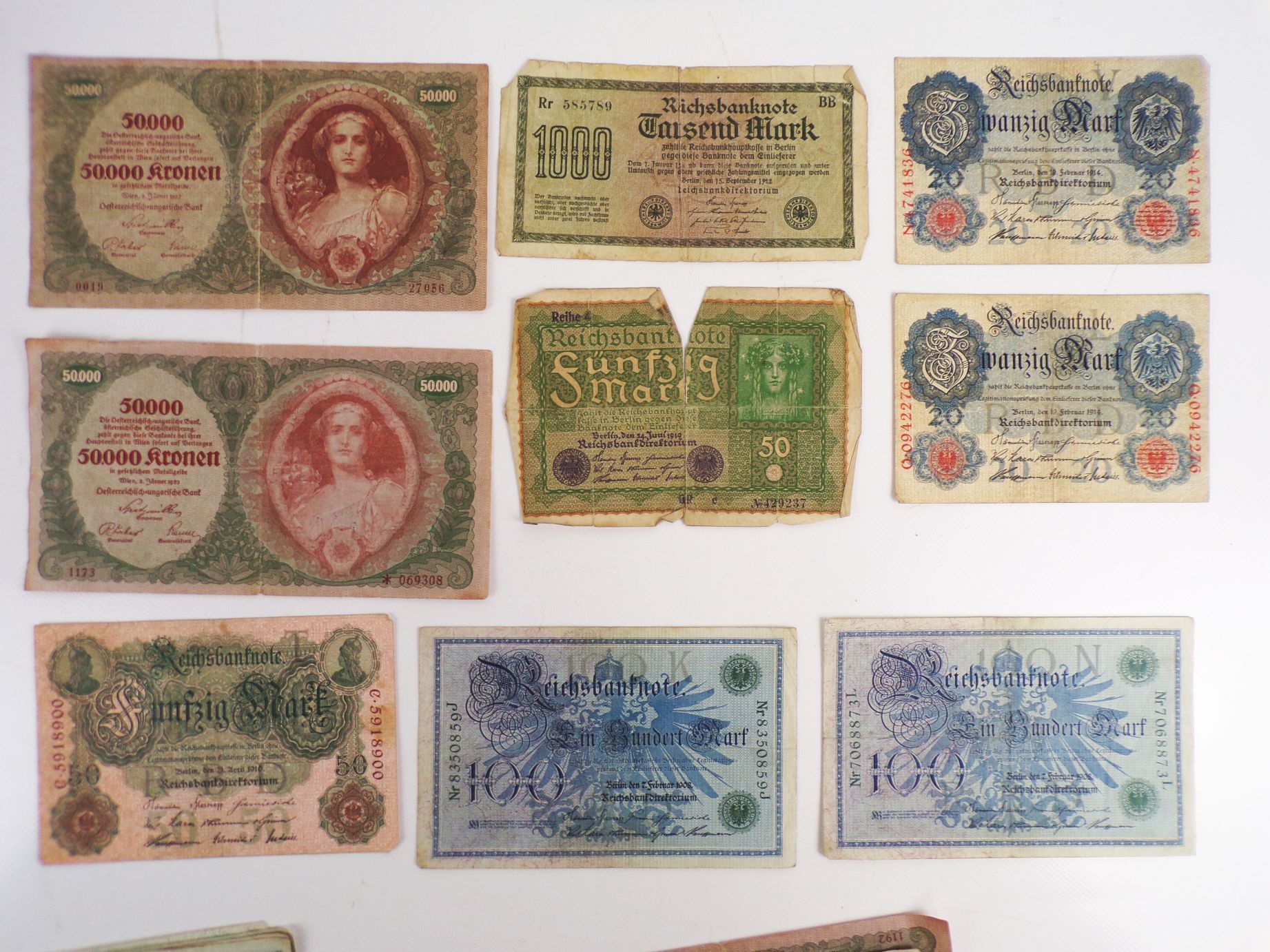 Konvolut alter Geldscheine Mark Kronen Infla Konvolut alter Geldscheine Mark Kronen Infla