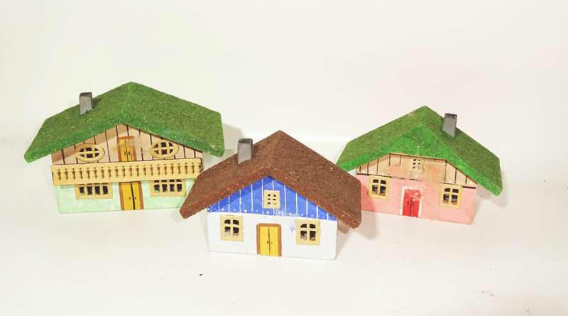 Alte Erzgebirge Häuser Kirche Holzhäuser Spielzeug Modellbau Deko
