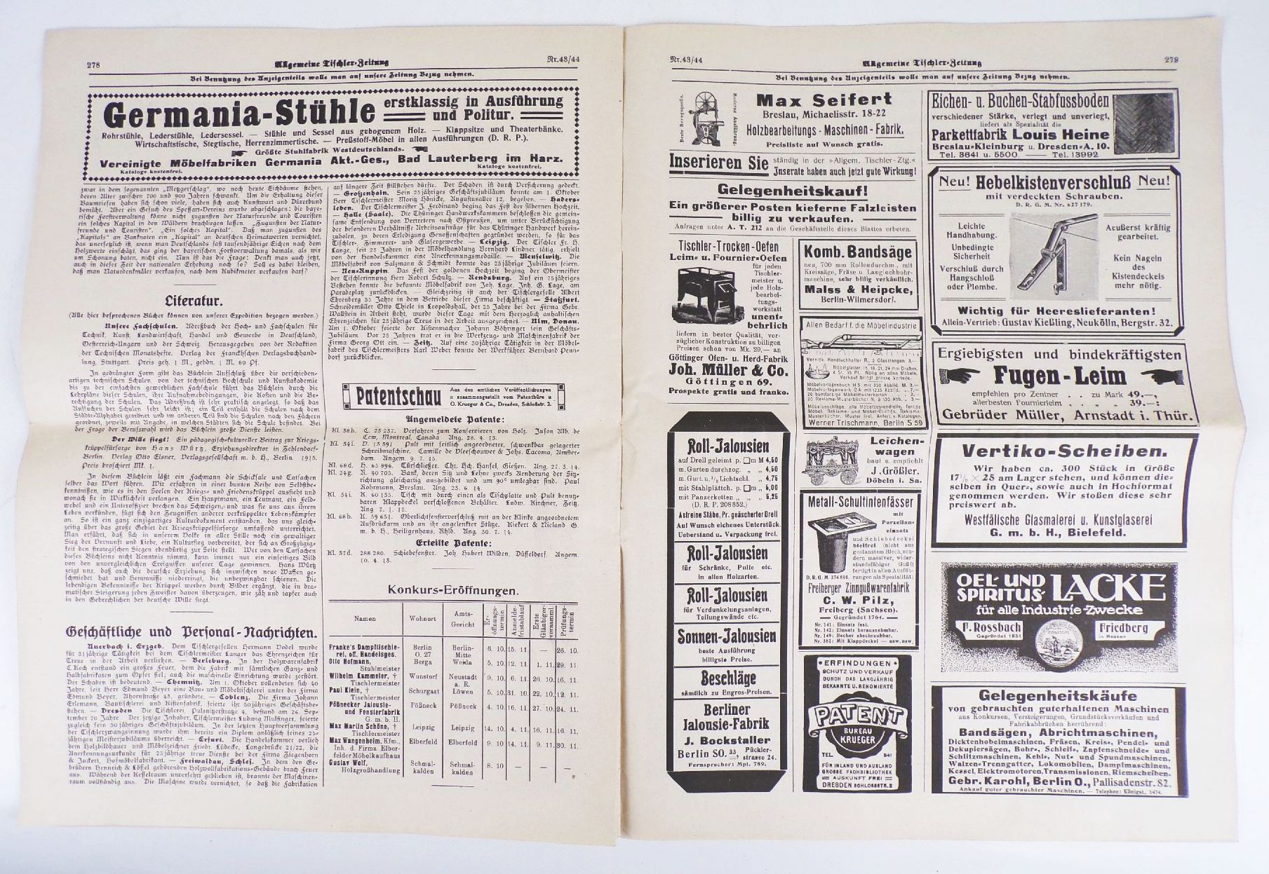 Allgemeine Tischler Zeitung 1915 1916 