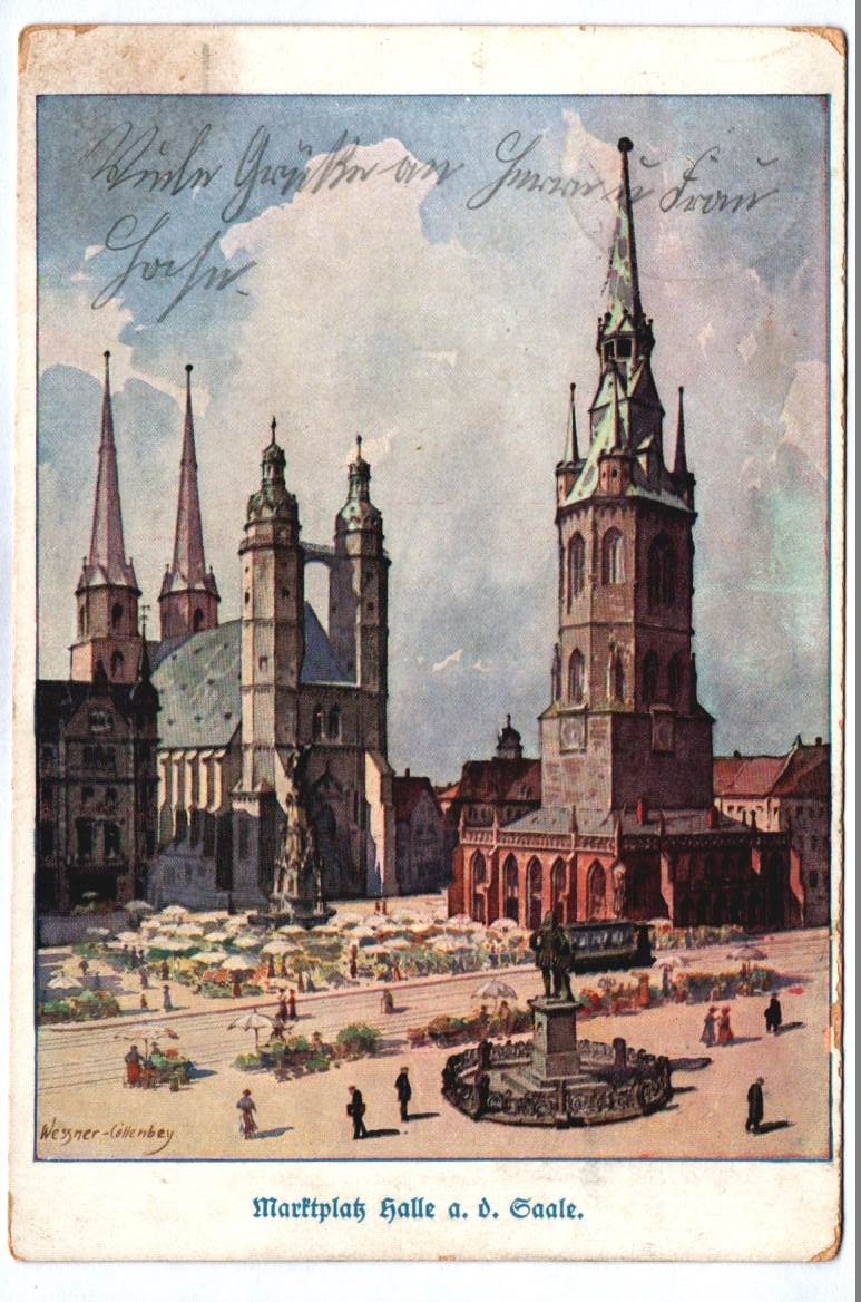 Ak Marktplatz Halle an  der Saale Sachsen-Anhalt Motivkarte