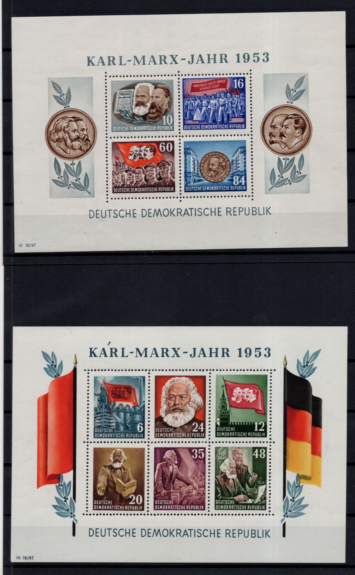 DDR 1953 Mi Block 8A 8B 9A 9B postfrisch Karl Marx Jahr 1953