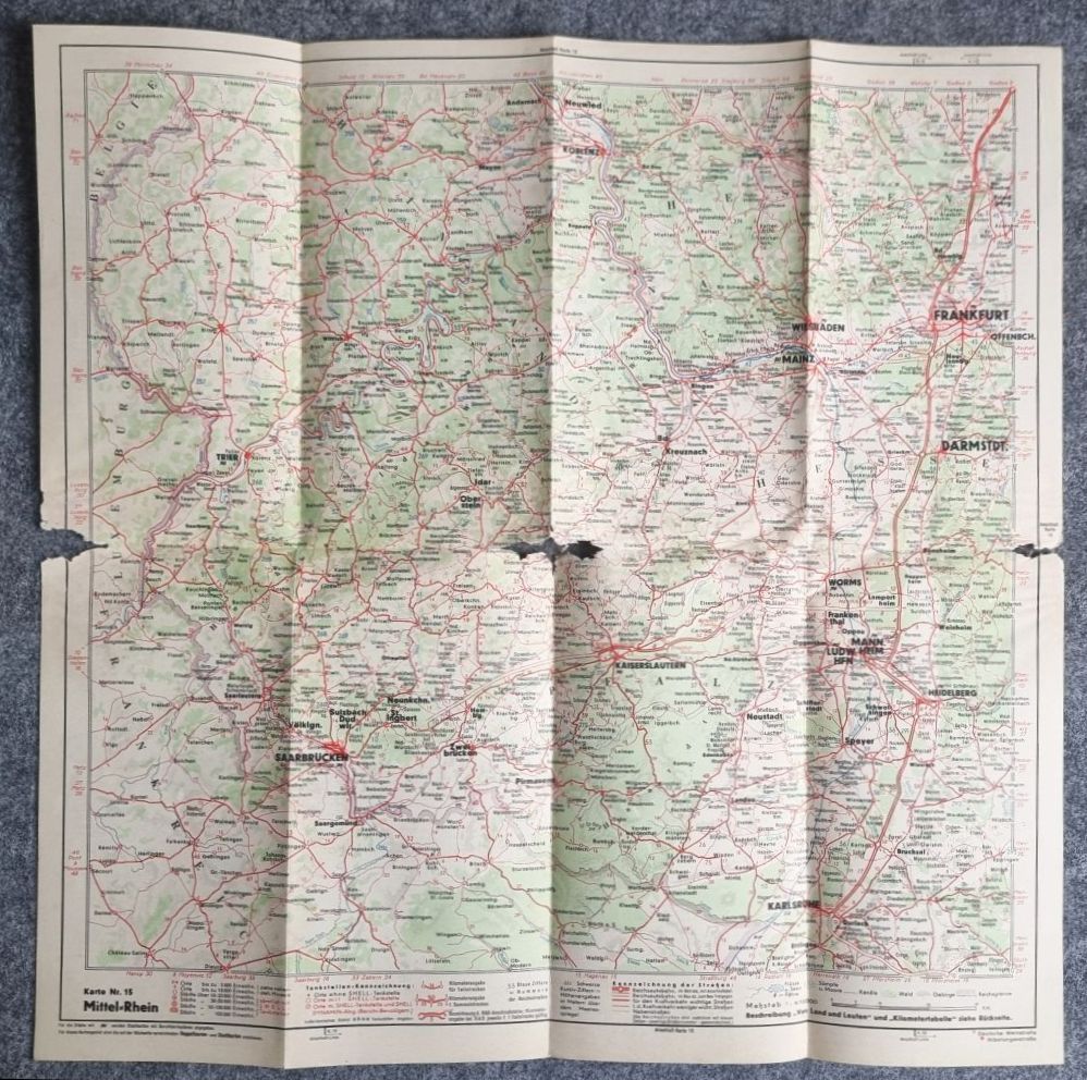 Shell Straßenkarte Nr 15 Marksburg Mittelrhein 1930er Stadtplan alte Landkarte Shell Straßenkarte Nr 15 Marksburg Mittelrhein 1930er Stadtplan alte Landkarte