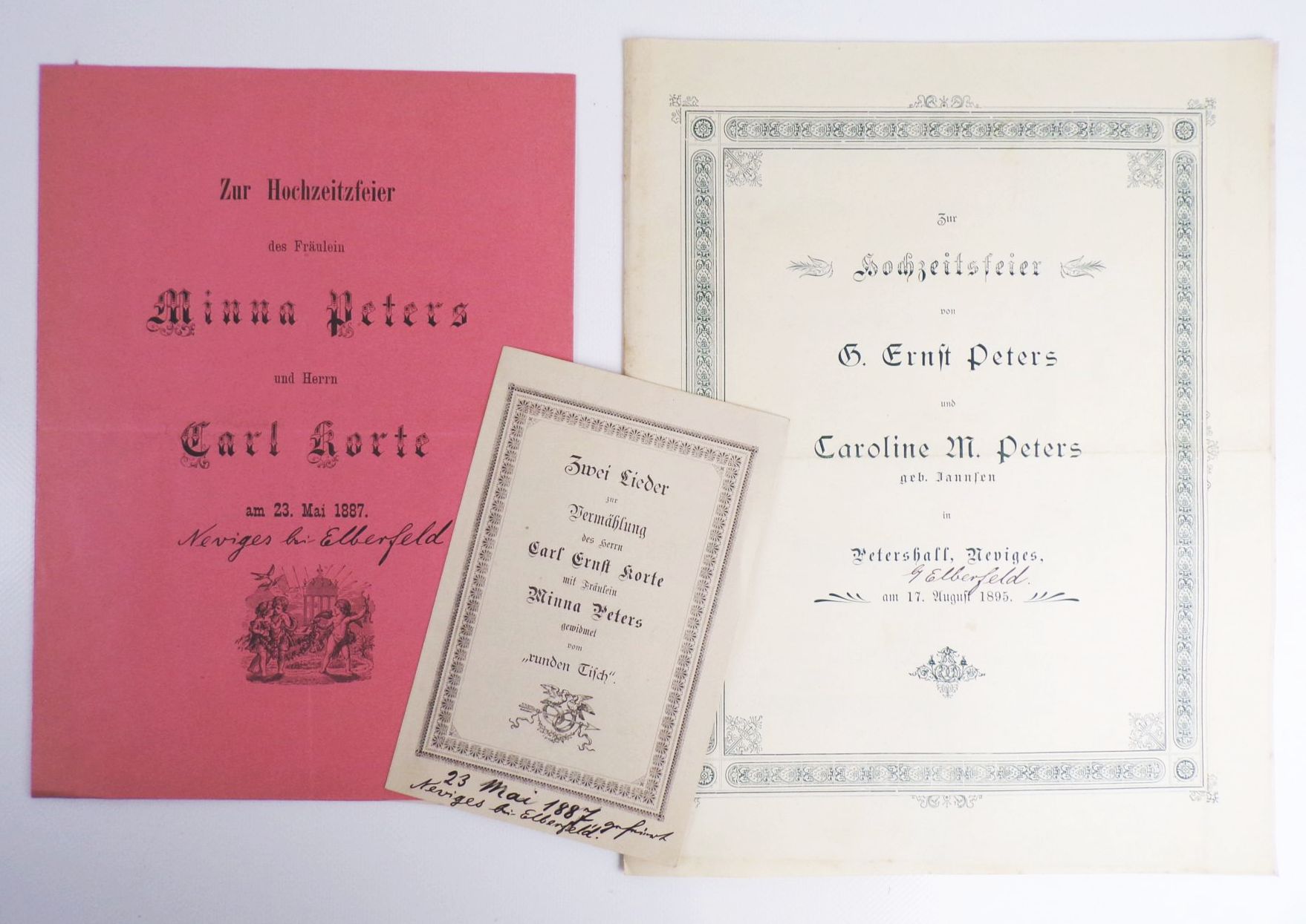 Hochzeitprogramme um 1890 Boeddinghaus Barmen Wuppertal Düsseldorf 