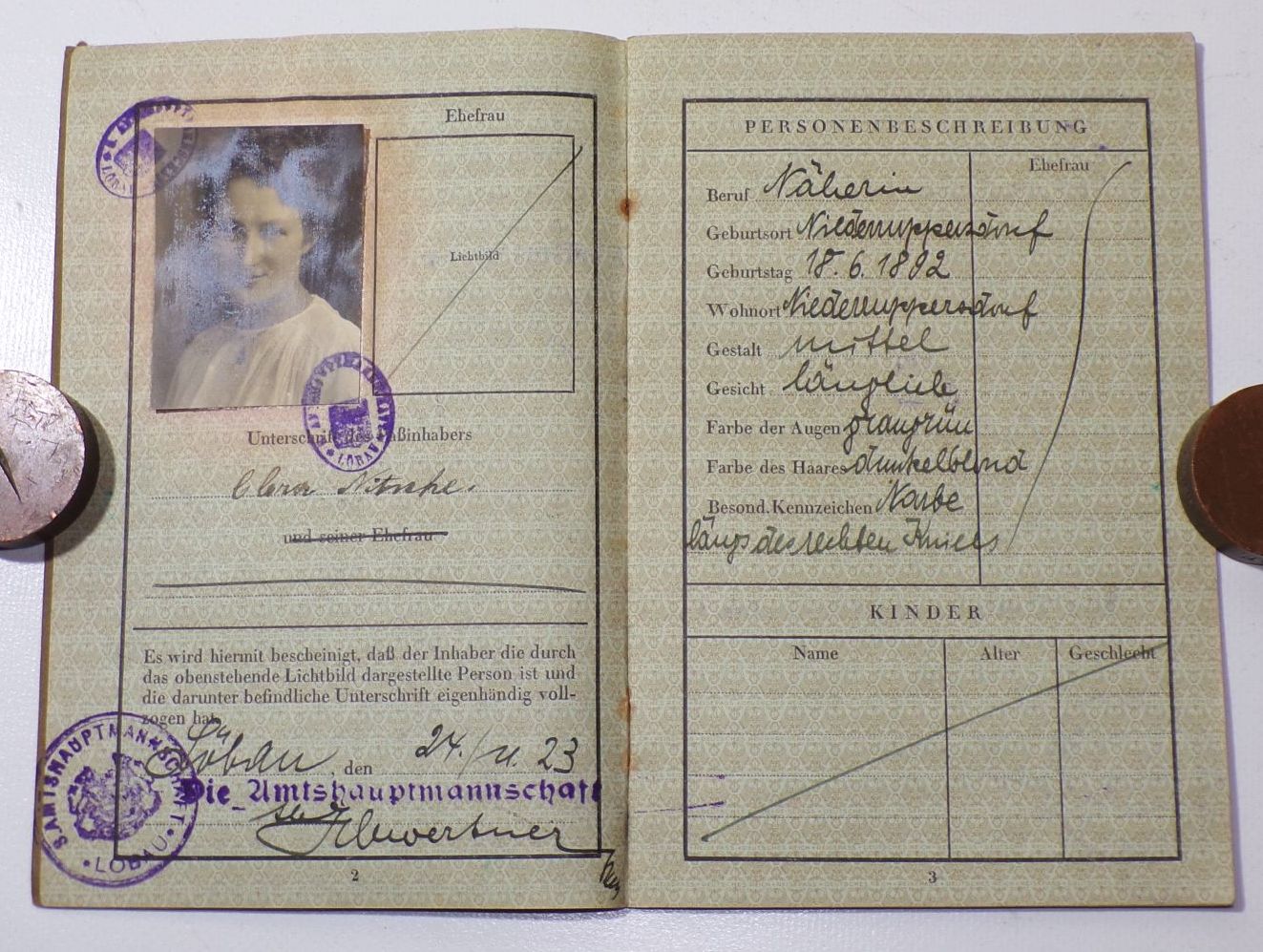 Deutsches Reich Reisepass 1925 Ruppersdorf Löbau 