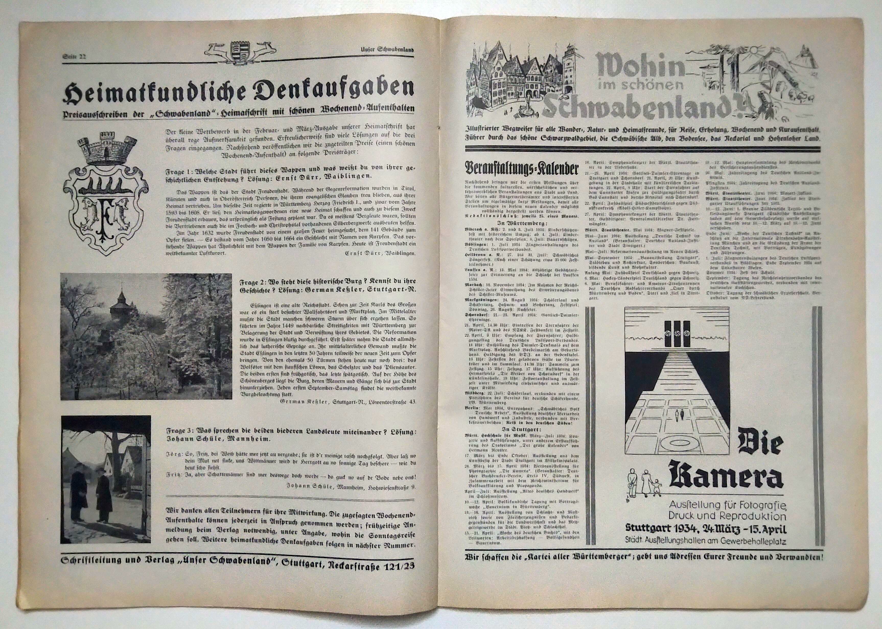 Unser Schwabenland 1934 Nr 4 Und kommt der Frühling alte Zeitschrift Unser Schwabenland 1934 Nr 4 Und kommt der Frühling alte Zeitschrift