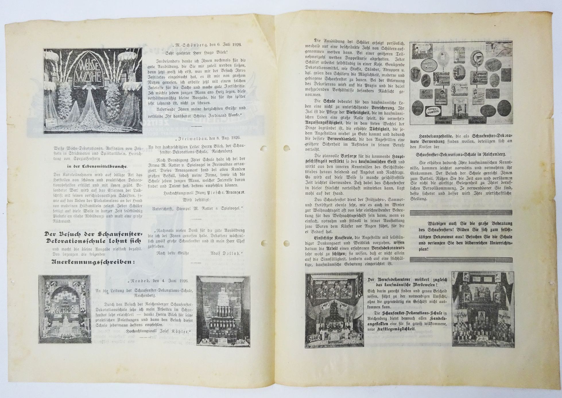 Schaufenster Dekorations Schule Reichenberg 1928 Dokumente Reklame Schaufenster Dekorations Schule Reichenberg 1928 Dokumente Reklame