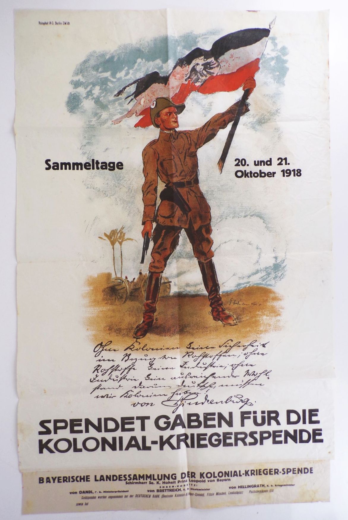 Altes Plakat Kolonial Kriegerspende Deutsch Südwest 1918 