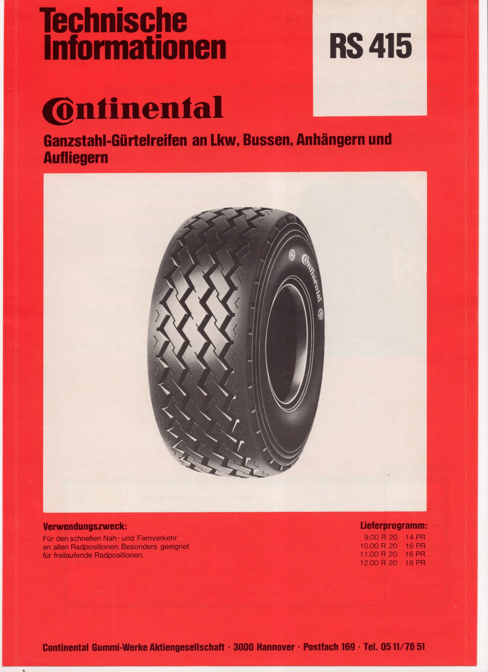 Continental Technische Information Reifen RMS1 RS415 RS74 Reklame Sammler Continental Technische Information Reifen RMS1 RS415 RS74 Reklame Sammler