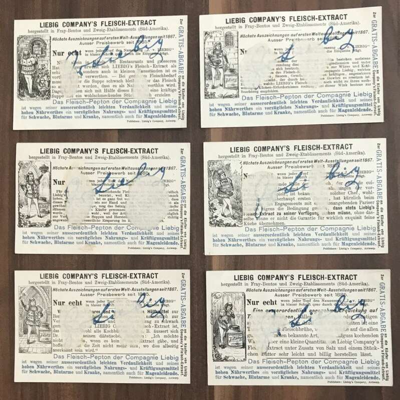 Liebigbilder Nr 402 Serie Jüngstes Küchenaufgebot 6 Stück Liebig Sammelbilder