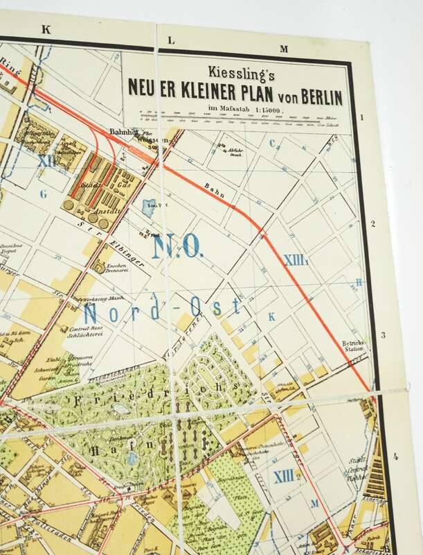 Kiesslings Neuer Plan von Berlin um 1900 Stadtplan Leinen 