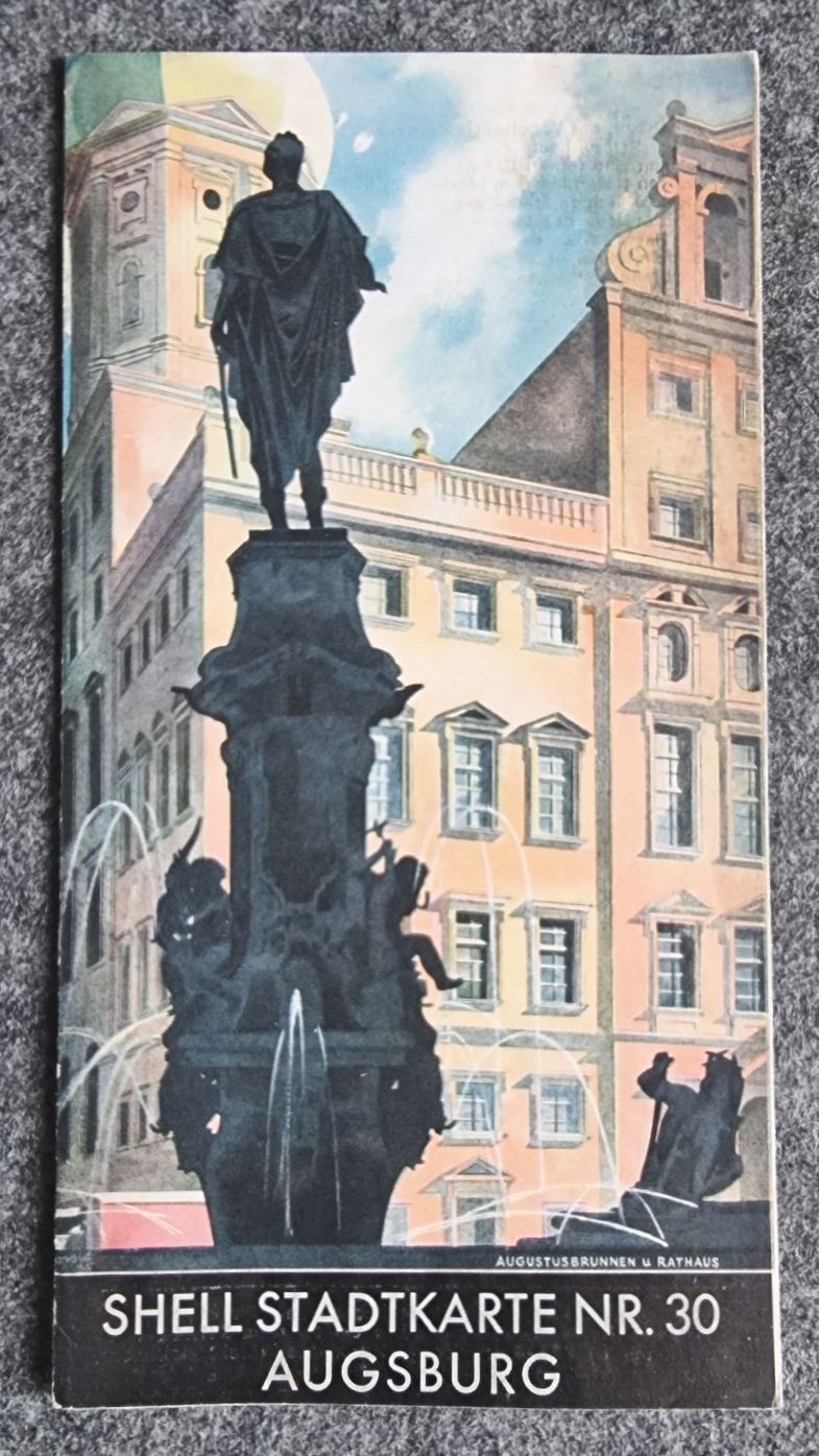 Shell Stadtkarte Nr 30 Augsburg Augustusbrunnen und Rathaus Stadtplan 1930er Shell Stadtkarte Nr 30 Augsburg Augustusbrunnen und Rathaus Stadtplan 1930er
