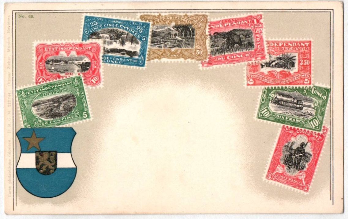 Litho  Ak Kongo französische Kolonie Briefmarken um 1910 