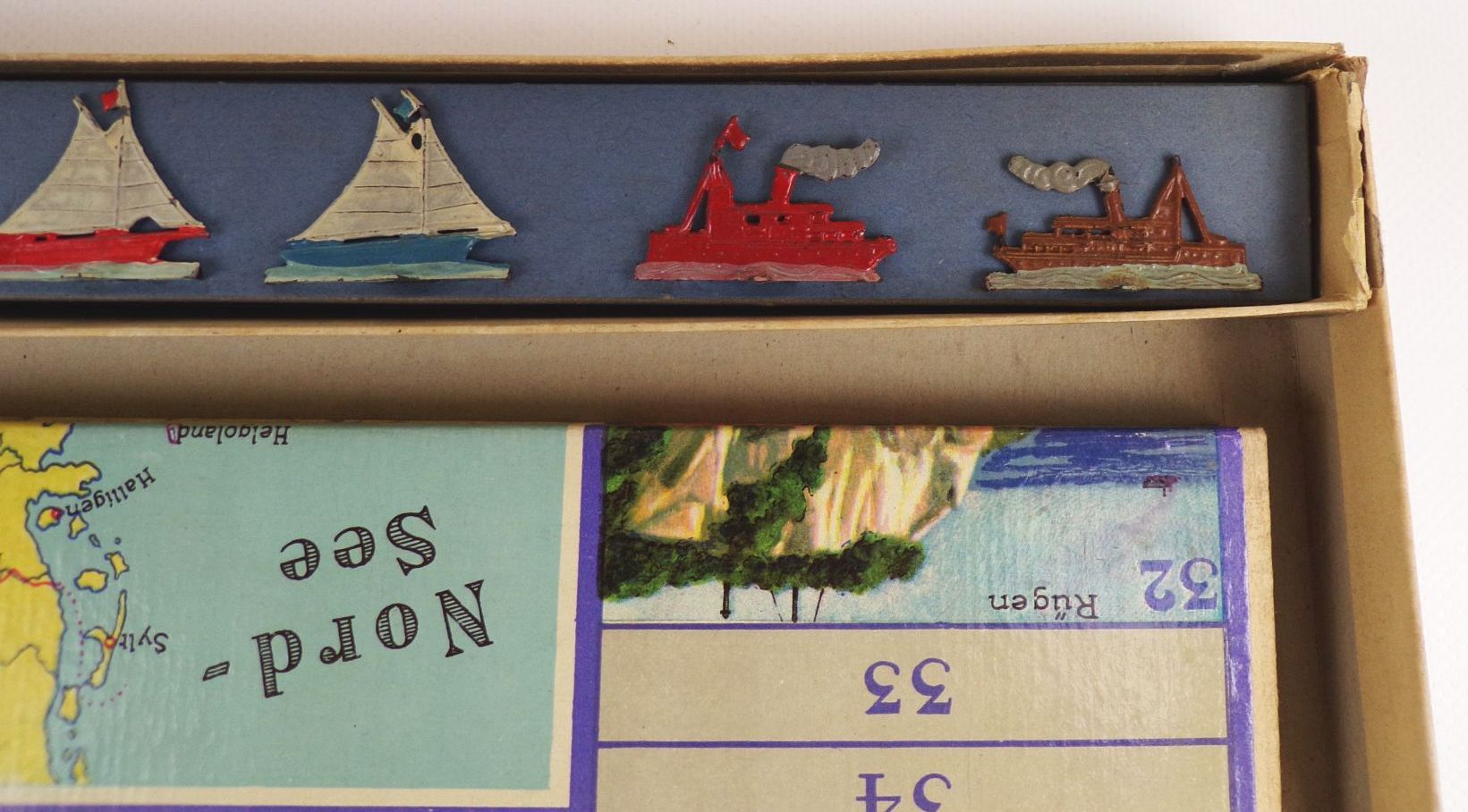 Spear Brettspiel Deutschlands Häfen und Küsten Ein Reisespiel um 1930 Zinnfiguren