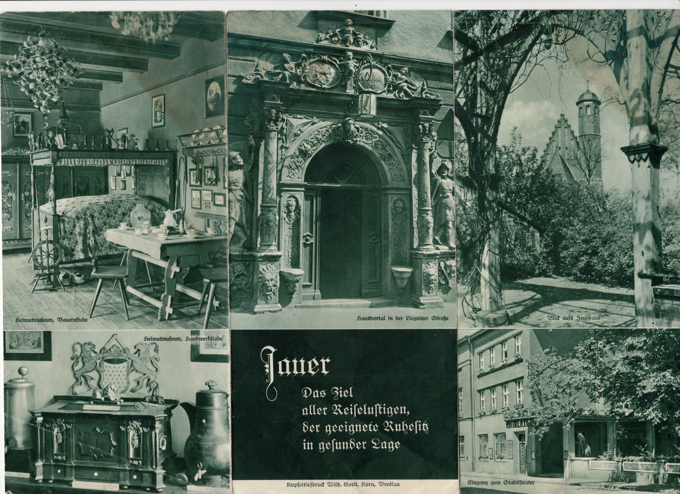 Alter Prospekt Jauer Schlesien schöne Laubenstadt 1937 