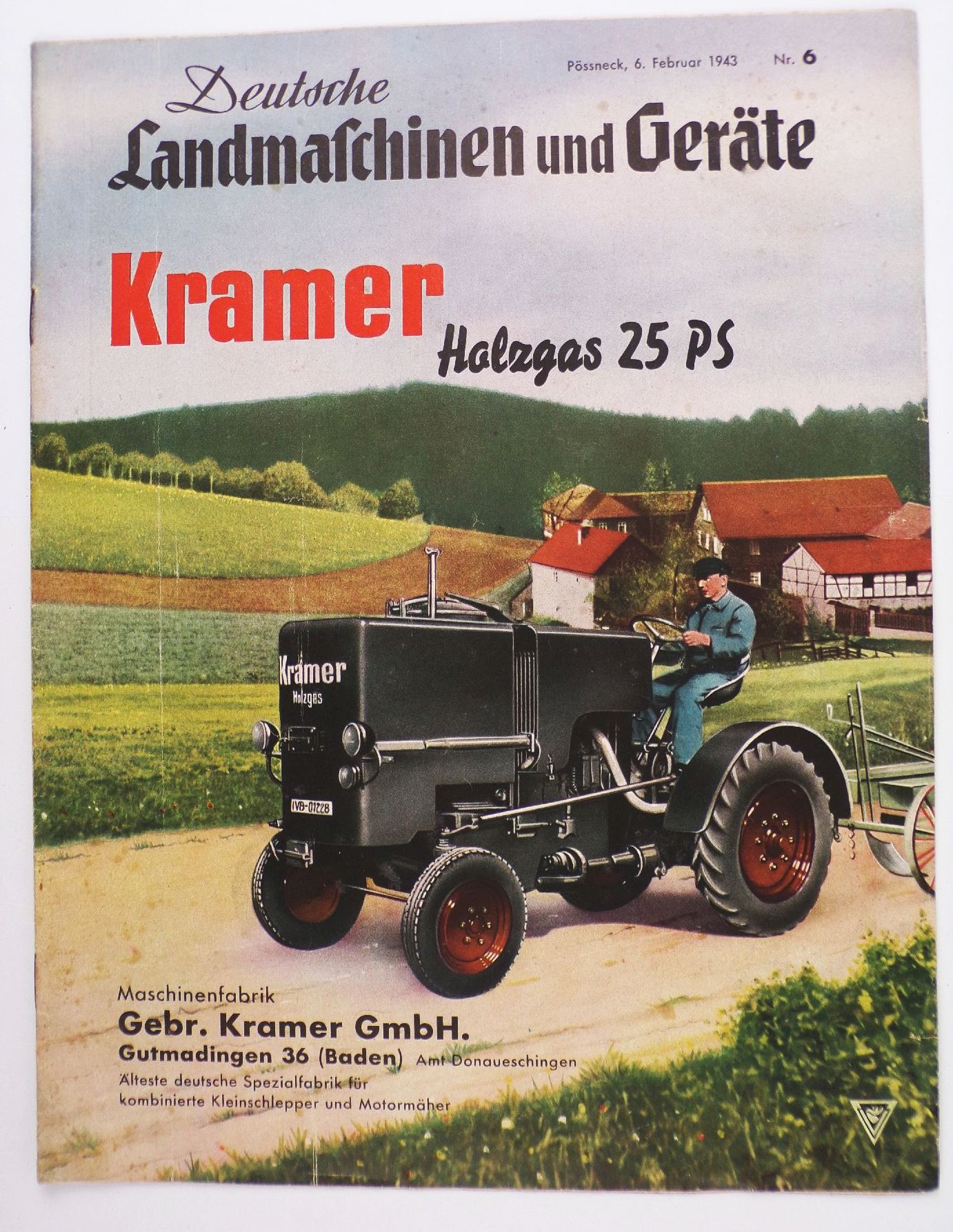 Deutsche Landmaschinen und Geräte Zeitschrift 1943 Nr 6Kramer Holzgas 25 PS Traktor