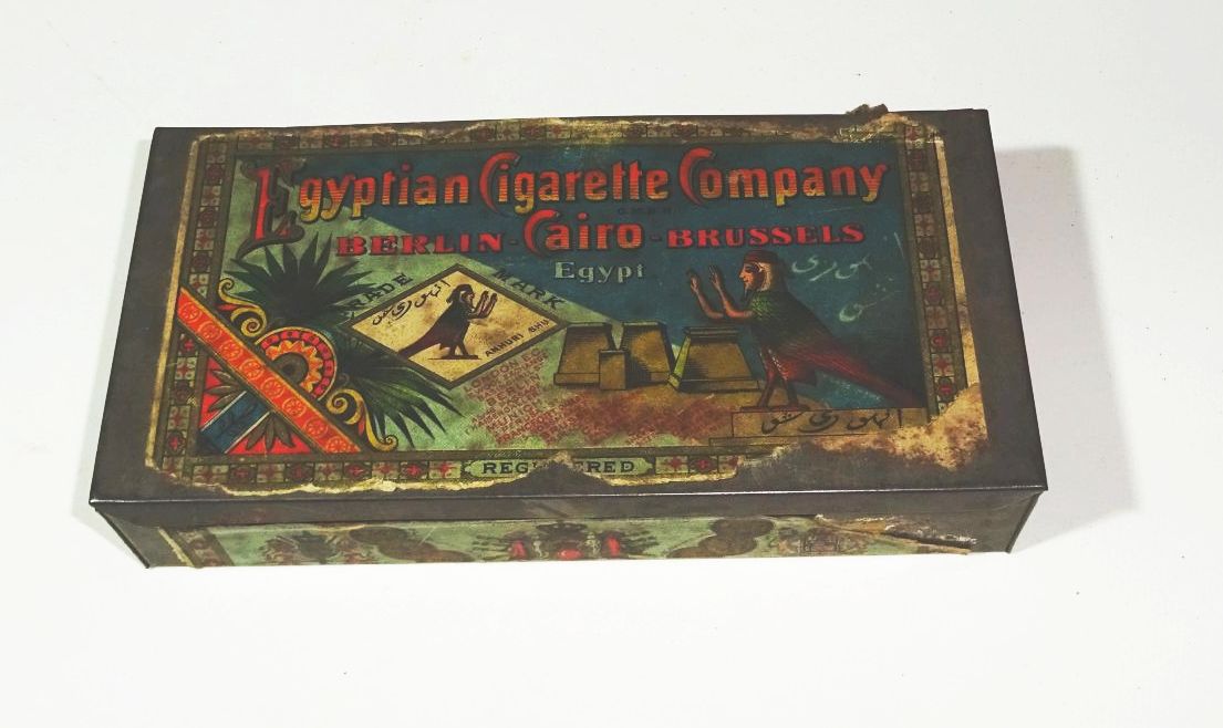 Uralte Blechdose Egyptian Cigarette Company Berlin Cairo Brussels 1900
