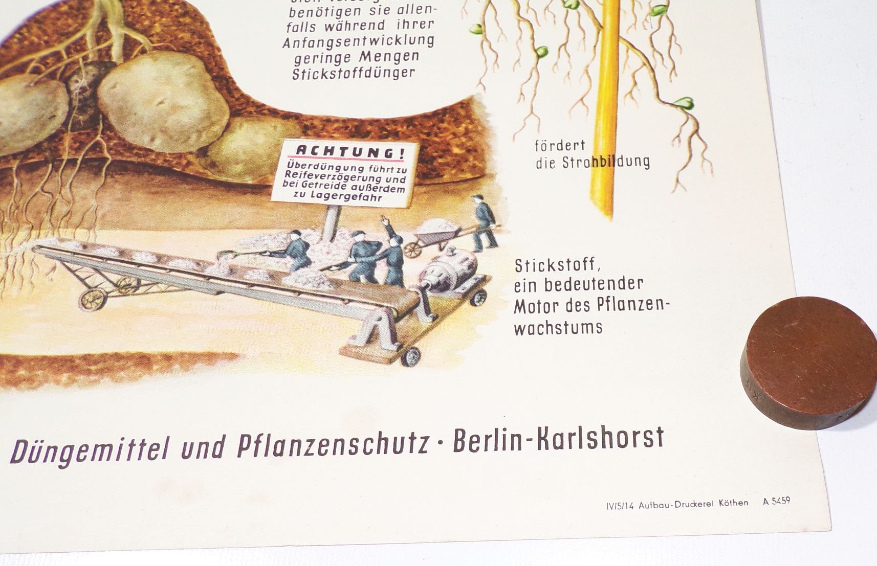 DDR Plakat Dünger Stickstoff Landwirtschaft Bauer LPG 1959 Reklame Sammler