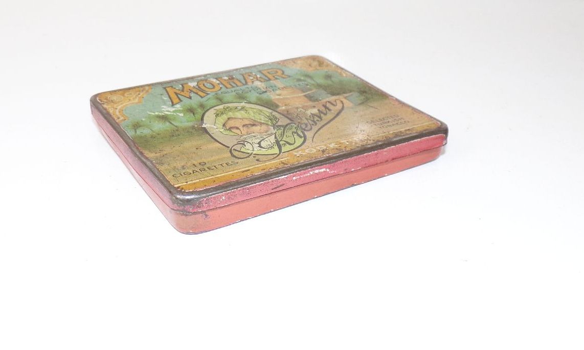 Alte Mohar Blechdose Zigaretten 10er lithografiert um 1900 