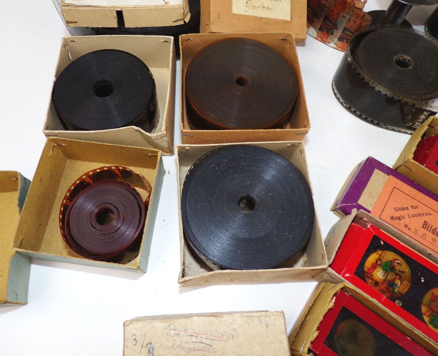 Carette Laterna Magica OVP Konvolut Glasplatten Bilder 35 mm Filme Nachlass