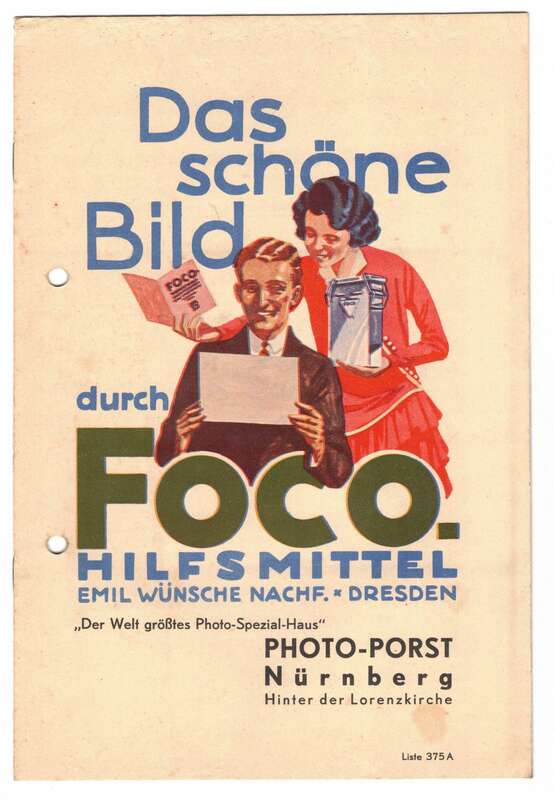 Werbe Prospekt Foco Hilfsmittel Fotozubehör Photo-Porst Nürnberg 1930er 