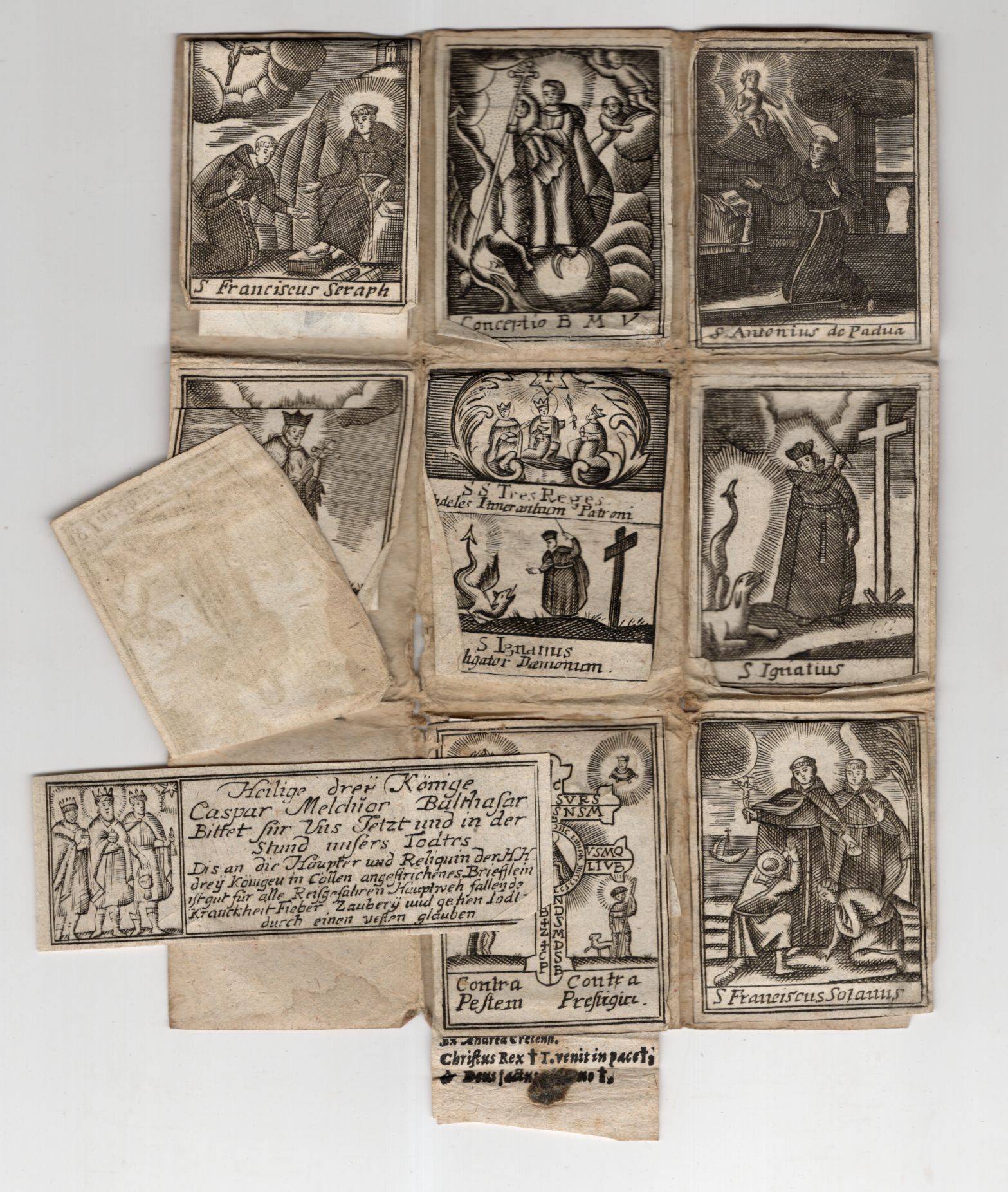 Uraltes Breverl Breve Breferl Heiltumstäschchen Religion um 1800 Schutzbrief